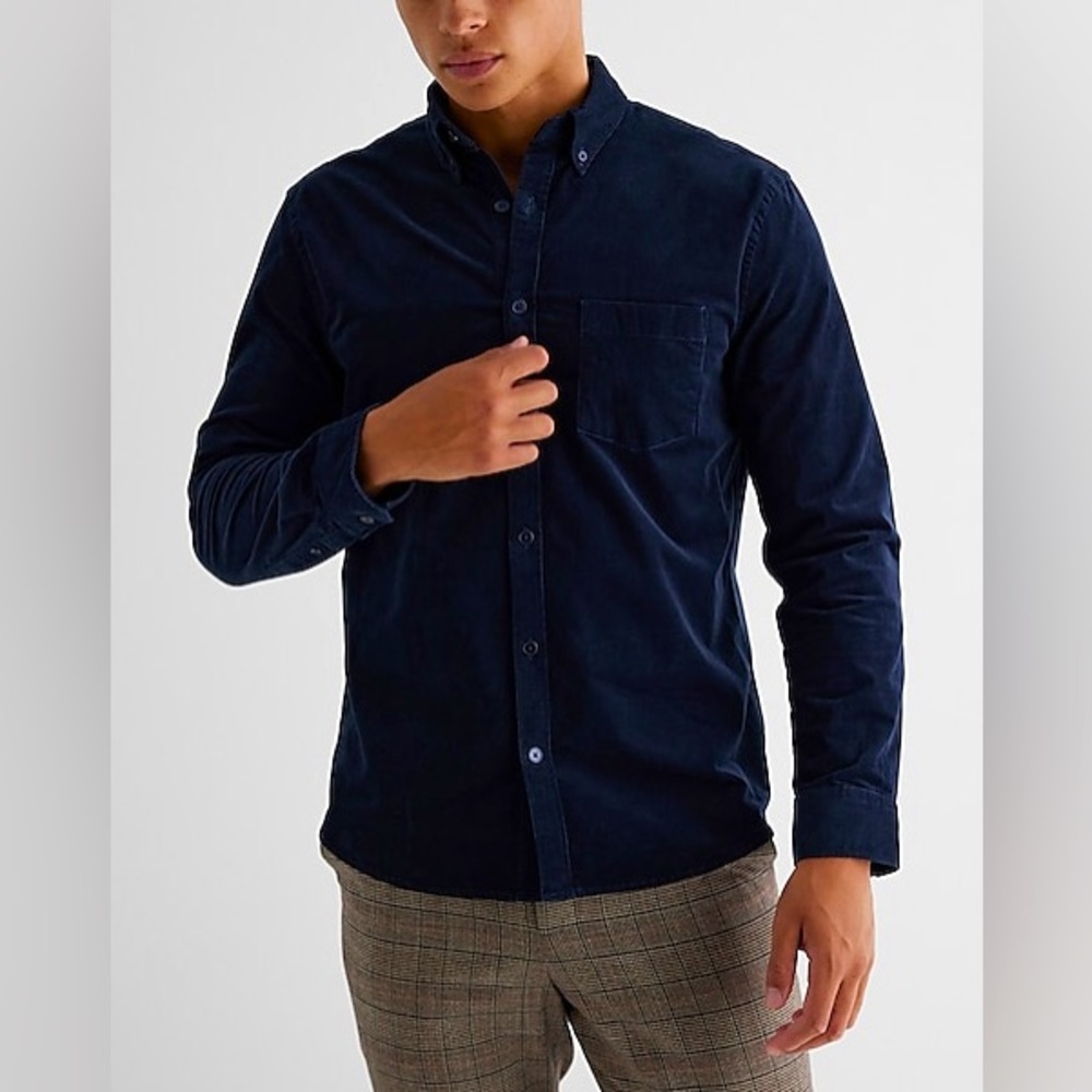 NWOT Express Men’s Corduroy Button Up Long Sleeve Size XL|TG